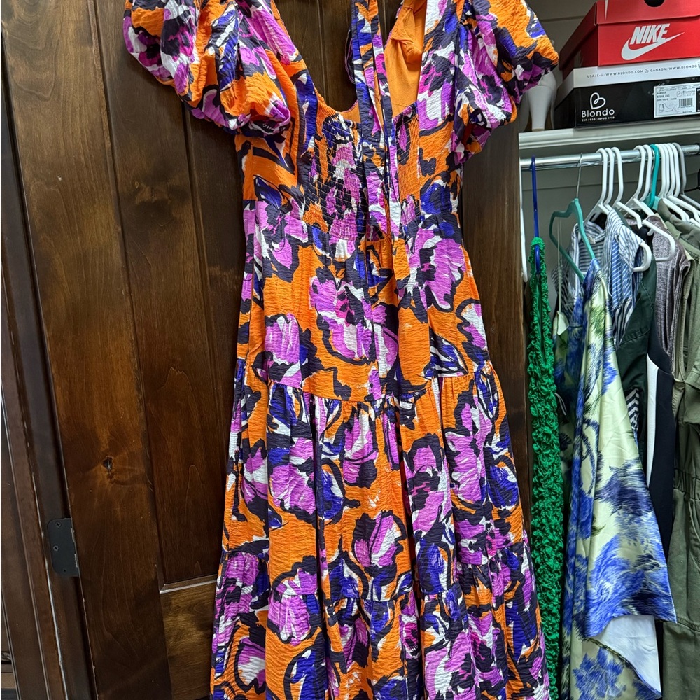 Anthropologie Vibrant Floral Midi Dress - Picture 9 of 12